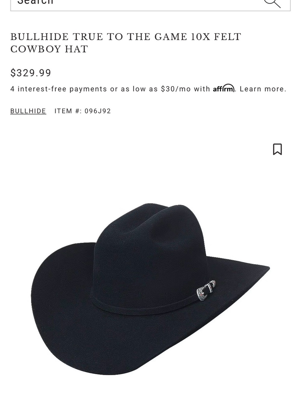 Bullhide 10X Felt Cowboy Hat - Black
